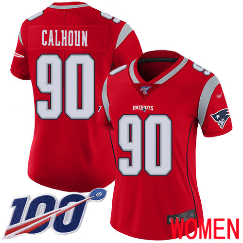 New England Patriots Football #90 100th Season Limited Red Women Shilique Calhoun NFL Jersey